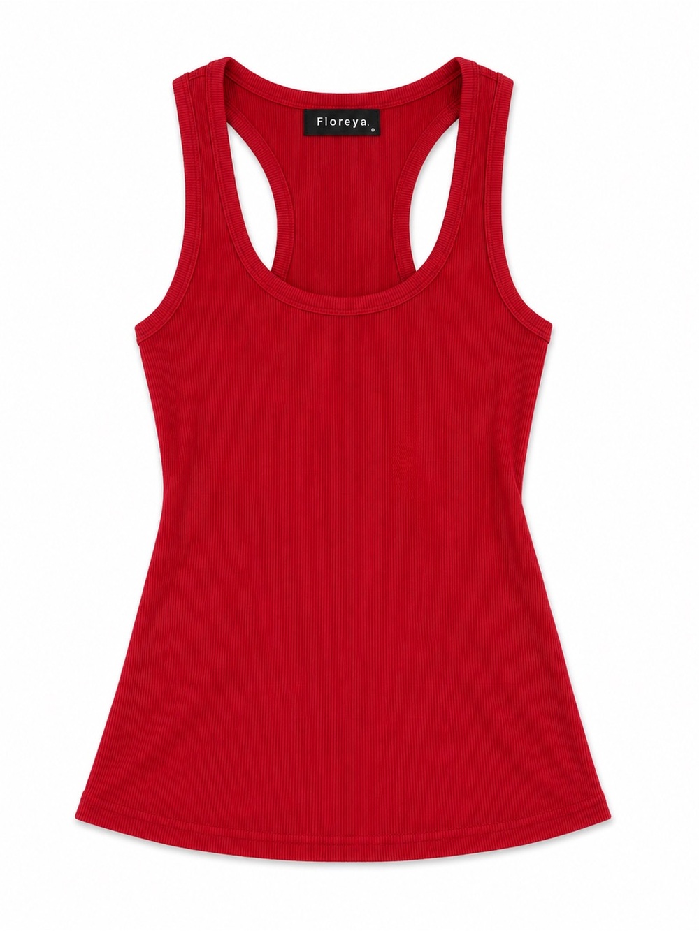 Women's Red Ribbed Racerback Tank Top